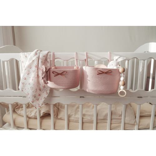 Crib hanging basket for baby, crib pocket organizer, newborn organizer, nursery storage basket, knitted crib basket, baby bed nursery decor