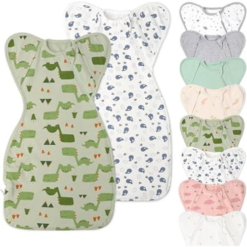 Organic Cotton Baby Sleep Sacks Swaddles 0-3 Months Newborn Boy Girl 2 Pack