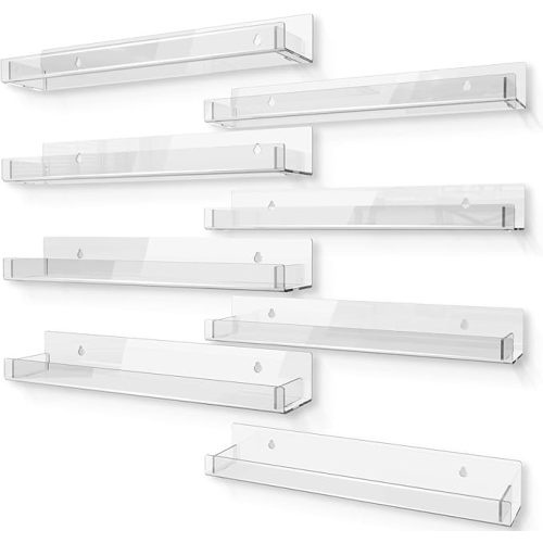 24 inches Wall Mounted Kids Bookshelf, Clear Acrylic Display Book Shelves for Kids Room Nursery Toddler Classroom 2 Packs