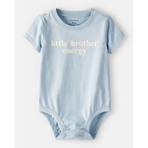 Baby Boy 'Little Brother Energy' Short-Sleeve Graphic Bodysuit - Blue | Carter's