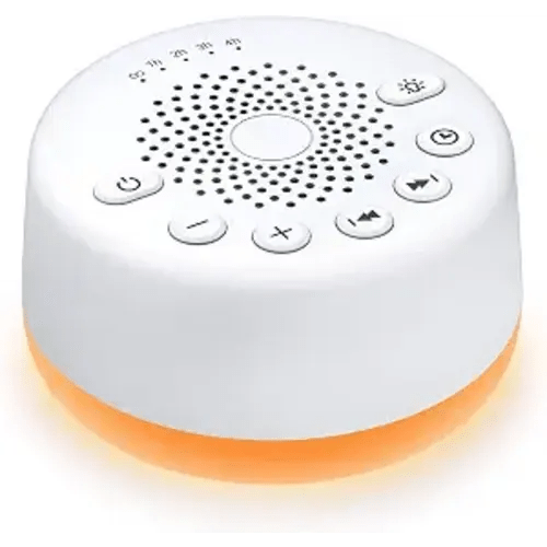 Sound Machine Easysleep White Noise Machine with 25 Soothing Sounds and Night Lights with Memory Function 32 Levels of Volume and 5 Sleep Timer Powered by AC or USB for Sleeping Relaxation (White)