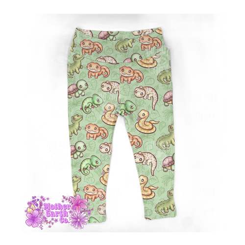 Reptile Kids Leggings || Pants || Baby || Toddler || Child || Girls || Green || Lizard || Snake || Crocodile || Turtle || Bearded Dragon