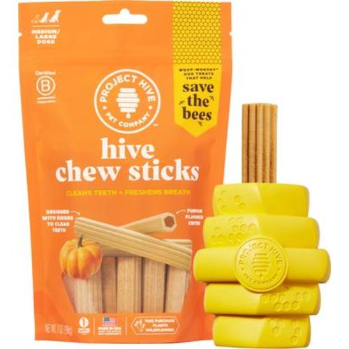 PROJECT HIVE PET COMPANY Hive Pumpkin Dental Enrichment Set Dog Toy, Yellow, Large - Chewy.com