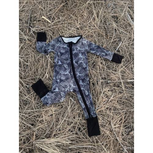 0-3m Size - Wild Redz Signature Black Camo Bamboo Onesie