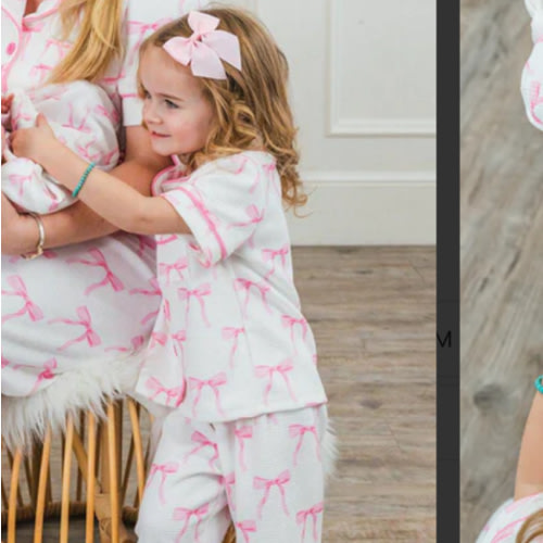 Blushing Bows Waffle Knit Pajamas | Matching Mom & Me Pajamas – Sparkle In Pink