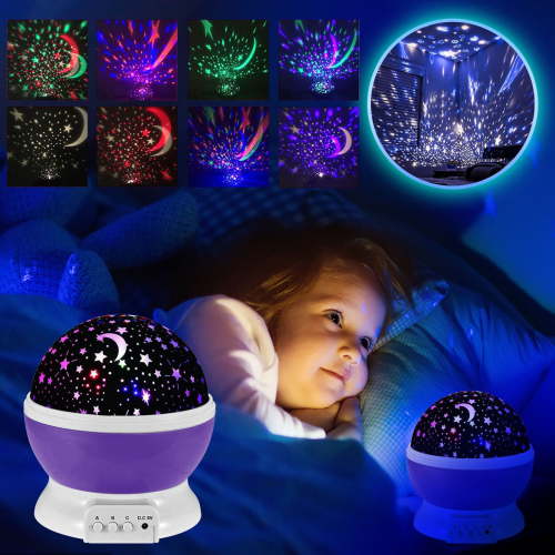 Weerihhol Kids Night Light Projector 360- Rotating Moon Star Nightlight For 2-12 Year Old Baby Boys With 8 Colors Lights Change For Nursery Children Counting Cubes for Kids Math 10 Frame