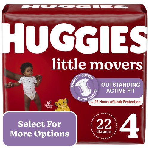 Huggies Little Movers Baby Diapers, Size 4, 22 Ct (Select for More Options)