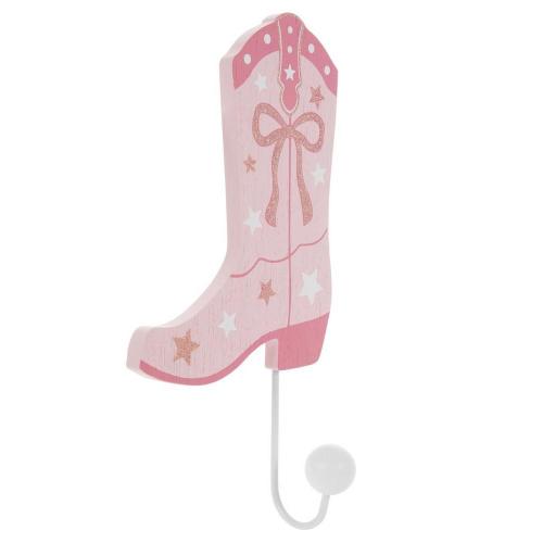 Pink Cowgirl Boot Wood Wall Hook
