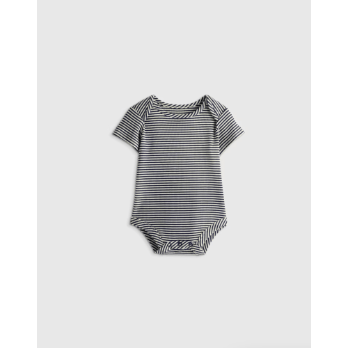 Softest Rib Short Sleeve Bodysuit, Navy Stripe | 6-9m