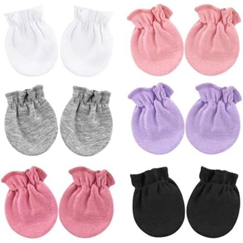 BQUBO Newborn Infant Toddler Mittens No Scratch Cotton Elastic Wrist Gloves Hypoallergenic for 0-6 Months Baby Boys Girls