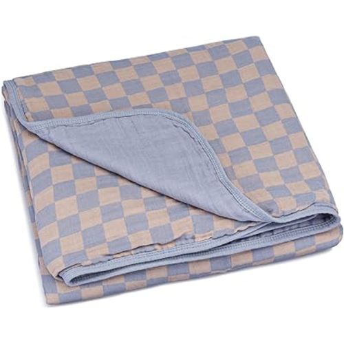 Parker Baby Muslin Blanket | 100% Soft Cotton Toddler Quilt & Baby Muslin Swaddle | Gender Neutral Design 47" x 47" Blanket