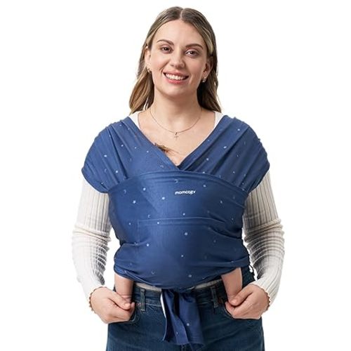 Momcozy Baby Wrap Carrier - Easy to Wear Infant Carrier Slings, Lightweight Hands Free Baby Sling, Adjustable Baby Wraps Carrier for Newborn to Toddler 8-35 lbs, Baby Travel Gear, Light Curry