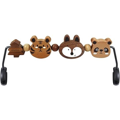 Baby Bjorn Bouncer Toy Bar - Toy Bar for Baby Bouncer Soft & Bliss, Easy to Attach and Remove, 360°Rotating Natural Wooden Toys, Exciting Design for Curious Babies, Safari Animals