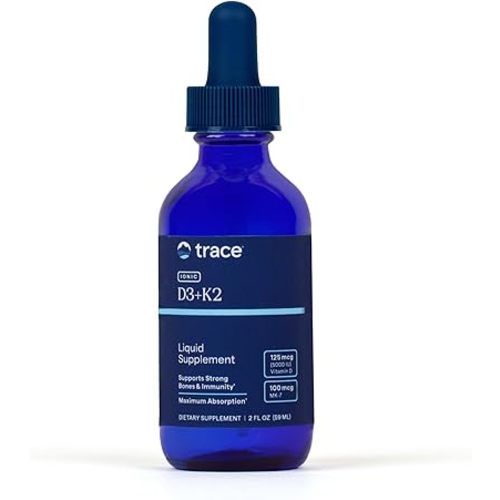 Trace Minerals | Liquid Ionic Vitamin D3 + K2 | 125 mcg (5,000 IU) D3, 100 mcg K2 | Concentrated Dietary Supplement | 2 fl oz. 296 Servings