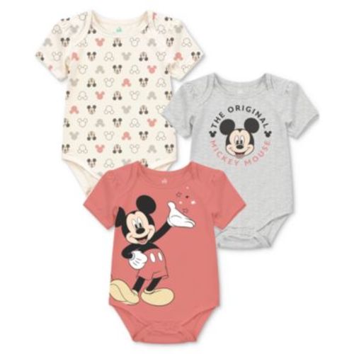 Baby Mickey Mouse Short-Sleeve Bodysuits, 3 Pack