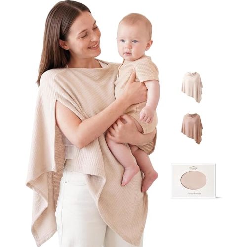 Konssy Nursing Cover for Breastfeeding, Soft Breathable Privacy Poncho