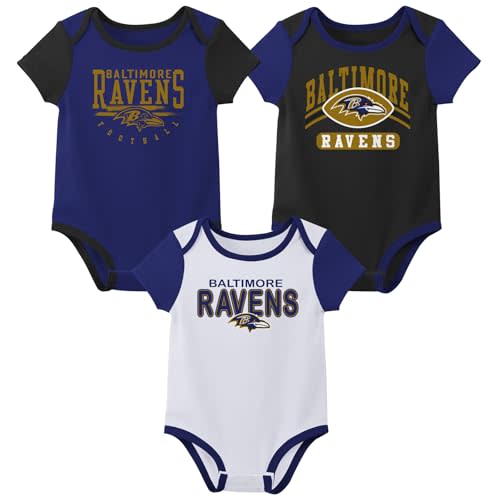 Outerstuff NFL Teams Newborn Baby and Infant Short Sleeve Bodysuit Variety 3-Pack (0-18m)