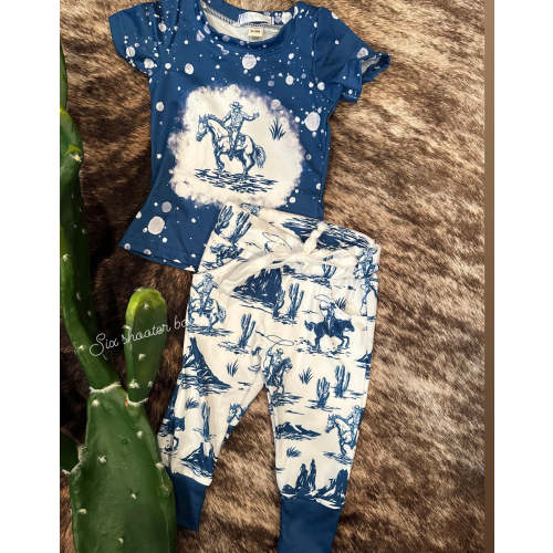 Western blue baby set