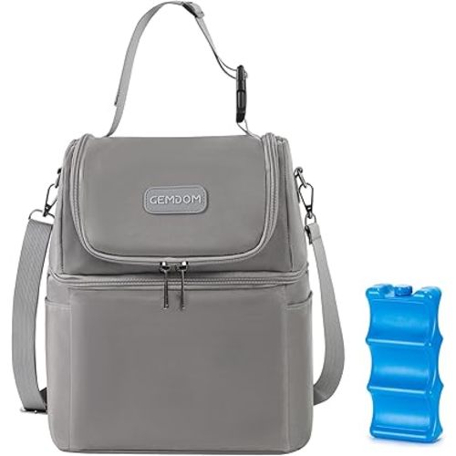 Breast Pump Cooler Travel Bag with Ice Pack,【 Up to 12 Hours 】Insulated Bottle Storage Cooler Bag, Double Layer, Breastfeeding Essential for Nursing Mom Daycare Work Travel,Fits 6 Baby Bottles