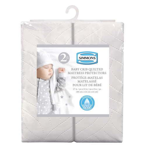 Simmons Waterproof Mattress Protector | Kids Mattress Protectors | Baby Crib Quilted Mattress Protectors | 2 Pack