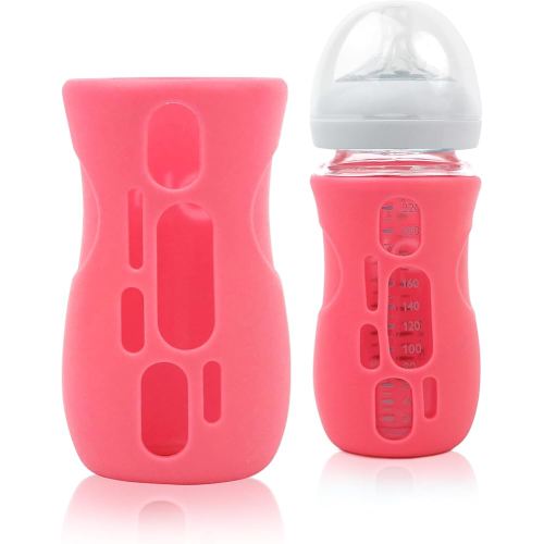 Olababy Silicone Sleeve for Avent Natural Glass Baby Bottles (8 oz, Pink)