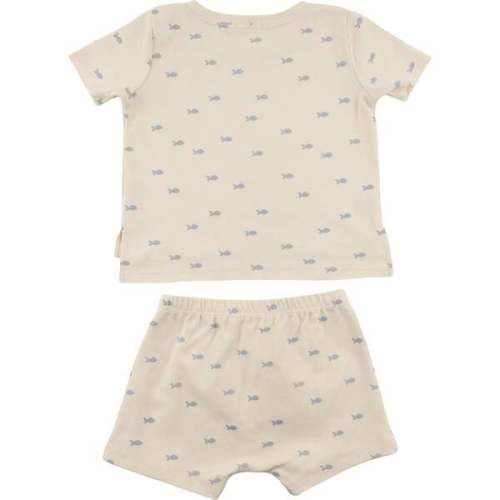 Mini Fish Print Jamie Short Set, Natural - Oh Baby! | Maisonette
