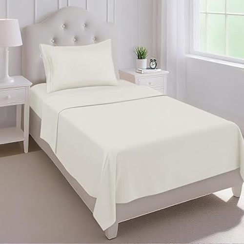 Mejoroom Twin Sheet Set - Hotel Collection Twin Sheets - Bedding Sheets & Pillowcases with Deep Pocket Fitted Sheet, Breathable, Wrinkle & Fade Resistant - 3 Piece(Ivory)
