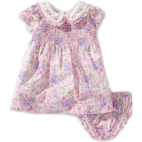 Rare Editions Baby Girls Puffed-Sleeve Floral-Printed Smocked Empire-Waist Dress