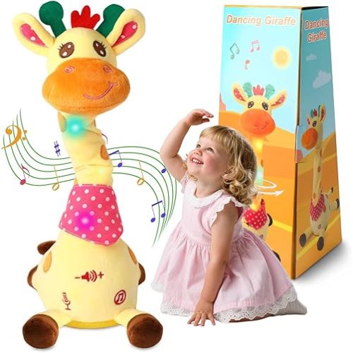 Dancing Giraffe Stuffed Animal Baby Toys Singing Song Toddlers Toy Repeats What You Say Glowing Musical Toy for Baby Birthday Gift