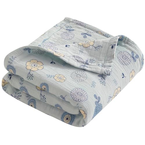 NTBAY Muslin Toddler Blanket, 4-Layer, 30x40 Soft and Breathable Receiving Blanket for Newborns and Infants, Crib Stroller Travel Use, Rustic Bloom
