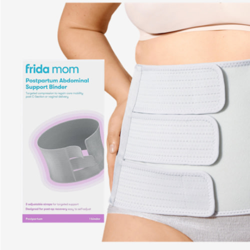 Frida Mom Belly Binder, Postpartum Essentials for Natural and C-Section Recovery, Adjustable Compression Wrap, After Birth Brace, Abdominal Band, 9" High