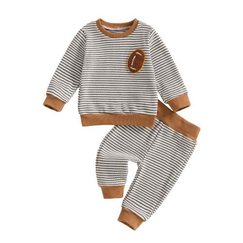 Baby Toddler Boys 2Pcs Autumn Long Sleeve O Neck Football Embroidery T – August + Willow