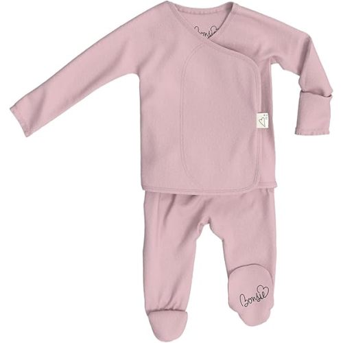 Bonsie Skin to Skin Babywear Footed Bodysuit - Pink Baby One Piece - Peony