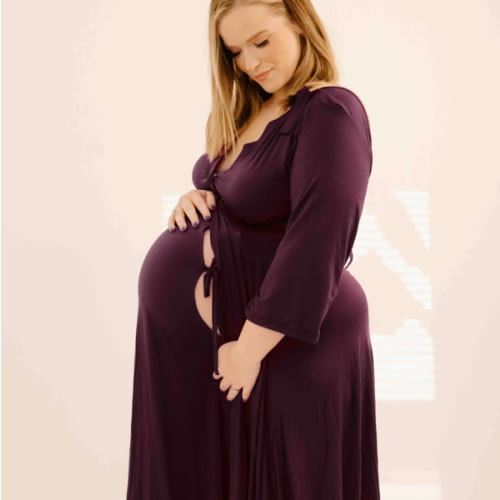Lila Labor & Postpartum Gown in Plum