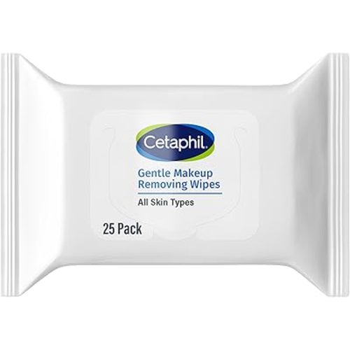 Cetaphil Gentle Makeup Remover Face Wipes, Fragrance Free, 25 Count