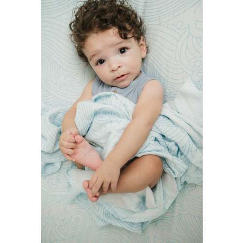 Organic Crashing Sea Waves Bamboo Cotton Blend Crib Sheet