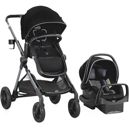 Evenflo Pivot Xpand Modular Travel System with LiteMax Infant Car Seat (Ayrshire Black)