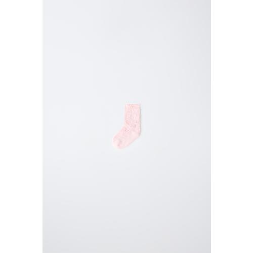 CALCETÍN MEDIO VOLANTITO ALGODÓN Y SEDA - Rosa pastel | ZARA España