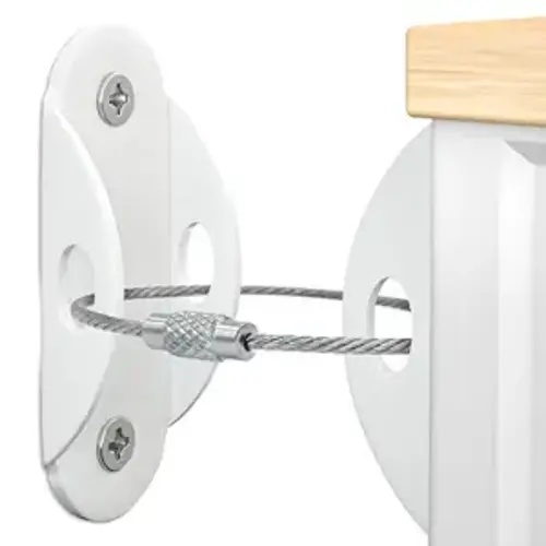 Furniture Anchors (10 Pack) for Baby Proofing, Furniture Straps Anti Tip Furniture Anchor Securing 400 lbs/Keep Baby Pet Safety from Falling Furniture, Metal White Earthquake Straps