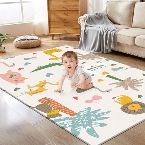 XVISHX Baby Play Mat, 50 x 50 Inch Play Mat Perfect for Use Baby Playpen, Foldable Baby Foam Playmat for Floor, Portable Waterproof Activity PlayMats for Babies, Infants and Toddlers