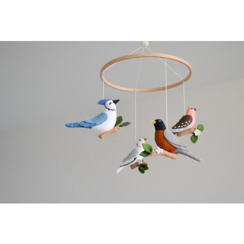 Felt Bird Nursery Mobile: American Woodland Decor