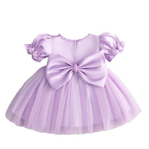 GetWish Toddler Baby Flower Girls Dress Wedding Guest Satin Birthday Party Formal Pageant Tulle Dress for Baby Girl