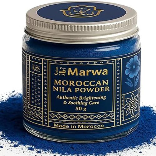 Moroccan Nila Powder – 100% Pure Saharan Indigo Face, Body & Hair Mask | Brightens, Exfoliates & Evens Skin Tone | Handmade Hammam Ritual | Vegan, Detoxifying | 1.7 Oz (50g)
