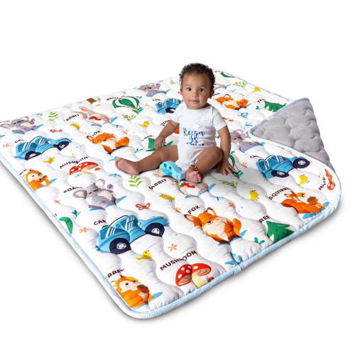 Beavtaens Baby Play Mat for Floor, Fits 50x50 Playpen, Non-Slip, Soft for Infants, 0-4 Years, Forest