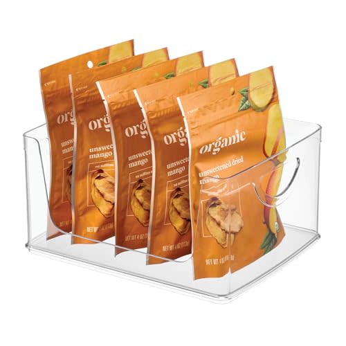 iDesign Stackable Open-Front Storage Bin with Handles for Kitchen, Clear, Made in USA