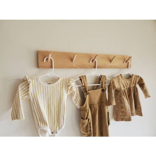 18" - 72" Nursery Angled Peg Rack Natural Cedar, Nursery Garment Rack, Wooden Nursery Peg Shelf, Entryway Coat Rack, Bathroom Towel Hanger