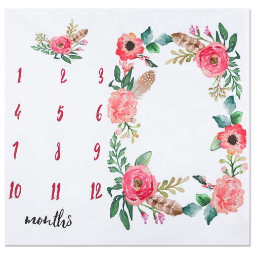 Baby Monthly Milestone Blanket Newborn Girls Boys Photo Props Shoots Backdrop Personalized Flower Photography Growing Blanket