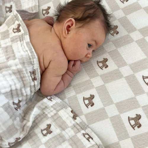 Rocking Horse Cotton Crib Sheet