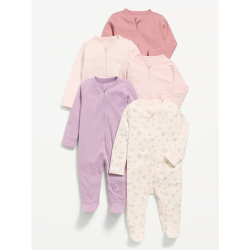 2-Way-Zip Sleep & Play Footed One-Piece 5-Pack for Baby