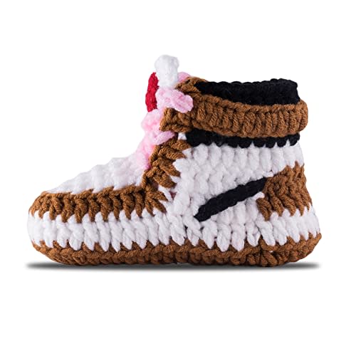 Diaper Book Club Baby Sneakers Crochet Hypebeast Shoes for Toddler Sneakerheads, Soft Booties for Boys & Girls, Designer Kids Fashion, Breathable & Comfortable Children's Kicks Mocha